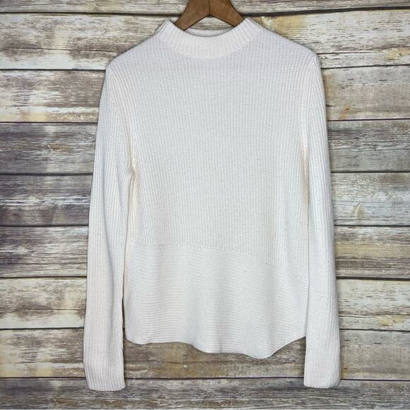 HUGO BOSS XS Farile Asymmetrical Rib-knit Sweater In White - Picture 3 of 9